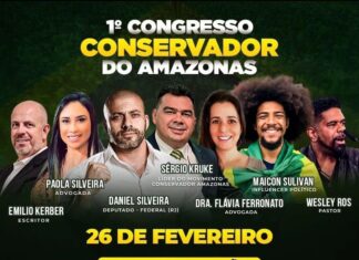 Com a presença confirmada de Daniel Silveira, Wesley Ros e da Dra. Flávia Ferronato, ocorre amanhã, 26/2, o 1° Congresso Conservador do Amazonas