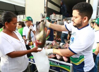 ‘É uma benção. O Peixe está aí para todos nós’, diz moradora da zona leste, durante entrega do Peixe no Prato Solidário