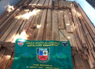 No bairro Jorge Teixeira, PMAM apreende madeira serrada de origem ilegal