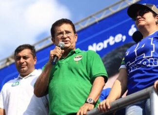 Ao lado do governador Wilson Lima, Alfredo Nascimento participa de carreata e comício em Nova Olinda do Norte