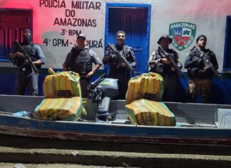 Em Japurá, PMAM apreende mais de 200 quilos de drogas