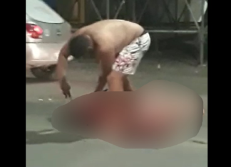 Cenas fortes: Vídeo mostra homem matando a facadas flanelinha no Centro de Manaus; veja