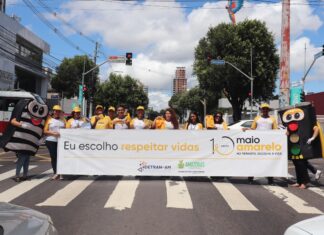 ‘Maio Amarelo’: Detran Amazonas faz campanha de conscientização na zona centro-sul de Manaus