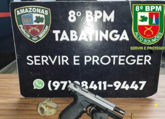 Em Tabatinga, Polícia Militar prende dois homens por porte ilegal de arma de fogo