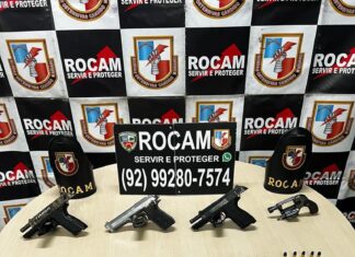 PMAM prende quatro homens por porte ilegal de arma de fogo na zona centro-oeste de Manaus