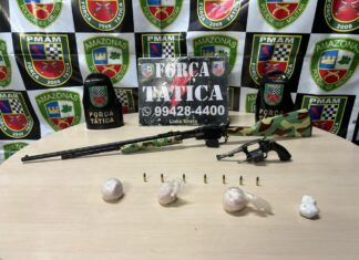 Polícia Militar do Amazonas apreende rifle e revólver durante patrulhamento de rotina