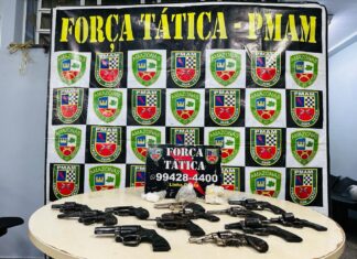 Em 24h, Força Tática da Polícia Militar do Amazonas retira 21 armas de fogo de circulação