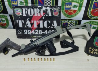 PMAM apreende submetralhadora e pistola de fabricação caseira