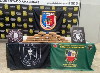 PC-AM, COE e Batalhão de Policiamento Ambiental apreendem 25 quilos de maconha avaliados em cerca de R$ 400 mil