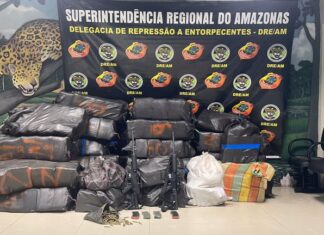 PF, PM, PC e Polícia Nacional do Peru apreende cerca de 900 quilos de drogas no Amazonas