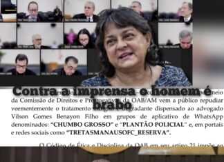 OAB Amazonas não deve emitir Notinha de Repúdio contra Desembargadora, afinal não foi a imprensa que destratou um advogado, garante fonte