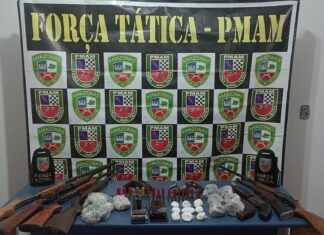 Em Rio Preto da Eva, Polícia Militar do Amazonas prende três homens com arsenal de armas de fogo