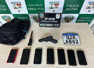 Polícia Militar do Amazonas prende dupla com sete aparelhos celulares roubados