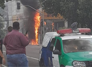 NOTA: Incêndio destrói fiação elétrica em cruzamento da zona Centro-Sul e trânsito é desviado