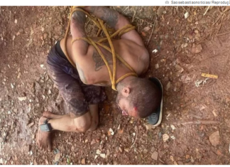 População revoltada: ladrão com tornozeleira apanha e é amarrado