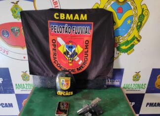 Policiais da Base Arpão 1 e 5° BPM apreendem armamento, munições e embarcação em Coari
