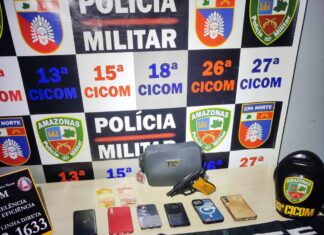 Polícia Militar do Amazonas prende homem e apreende adolescente envolvidos em roubo próximo a uma escola