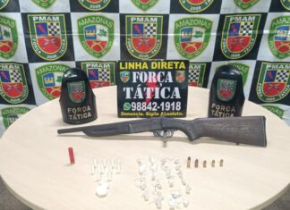 Polícia Militar do Amazonas apreende arma de fogo e drogas no bairro Educandos