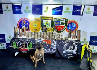 Base Arpão 3: Cadela policial localiza entorpecentes armazenados no interior de cilindros de aço