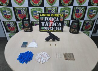Polícia Militar do Amazonas realiza prisões e apreensões de armas, munições e mais de 130 porções de drogas na capital