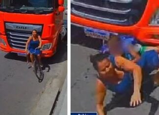 Mulher morre atropelada por caminhão enquanto levava filho para escola