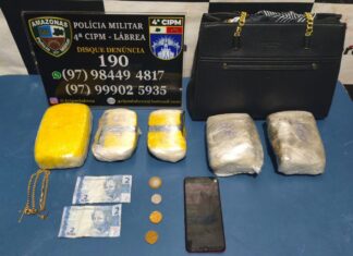 Polícia Militar do Amazonas prende mulher que transportava mais de 3 kg de drogas de Manaus para Lábrea