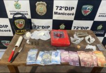 Em Manicoré, PMAM prende homem com mais de 1kg de droga e utensílios para embalo de entorpecentes