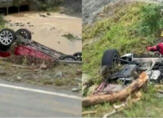 Casal morto com bebê após carro ser arrastado por enxurrada em SC era estrangeiro (VÍDEO cenas fortes)