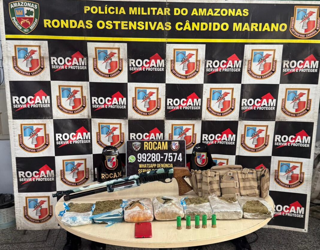 PMAM_ROCAM_ARMA DE FOGO_ENTORPECENTES_FOTO_DIVULGAÇÃO_PMAM