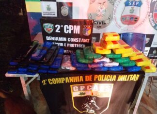 Em Benjamin Constant, Polícia Militar do Amazonas prende quarteto que transportava 42 kg de cocaína em barco
