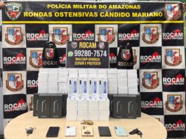 Polícia Militar do Amazonas prende trio e recupera 135 celulares furtados de empresa.