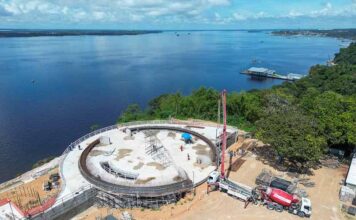 Obra da Oca Niemeyer avança com início da concretagem da cúpula no parque Encontro das Águas Rosa Almeida