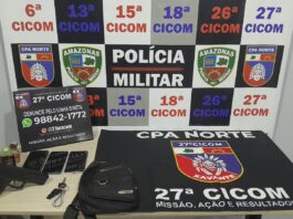 Polícia Militar do Amazonas prende jovem por adulteração de veículo e simulacro de arma de fogo, após patrulhamento