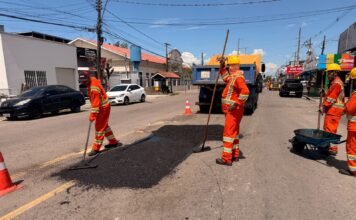 Prefeitura de Manaus reforça recuperação asfáltica na avenida Borba e melhora mobilidade em importante corredor comercial da zona Sul