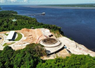 Prefeitura avança com novas frentes de obra no parque Encontro das Águas Rosa Almeida na oca, restaurante e áreas externas