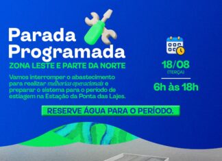Ponta das Lajes tem parada programada nesta terça (18) para reforçar sistema de abastecimento para a estiagem