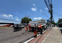 Prefeitura de Manaus recupera pavimento da avenida Djalma Batista e melhora condições de tráfego