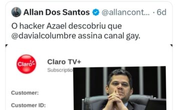 Allan dos Santos divulga suposto vazamento sobre assinatura do canal ForMan de TV por Davi Alcolumbre