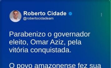 Roberto Cidade parabeniza Omar Aziz e defende transição transparente no Amazonas